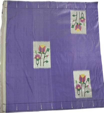 Exquisite Purple Paithani Pure Silk Blouse Fabric - Handloom Pure - Luxurion World