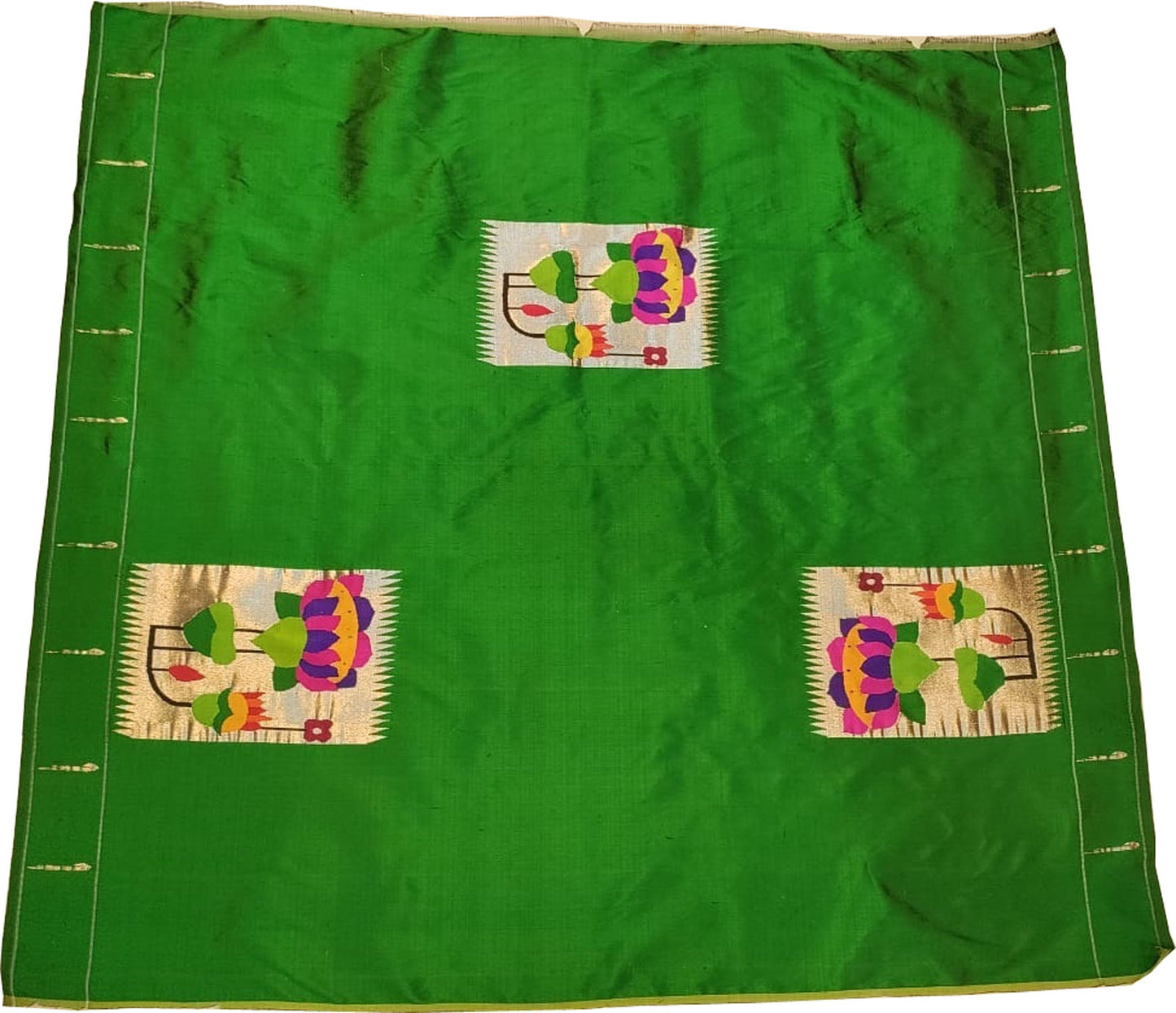Green Paithani Handloom Pure Silk Blouse Fabric - Luxurion World