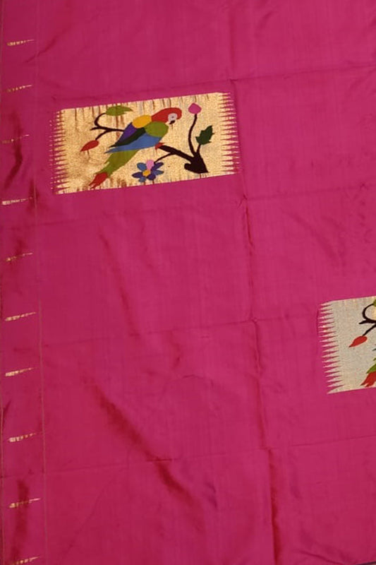 Exquisite Pink Paithani Pure Silk Blouse Fabric - Luxurion World