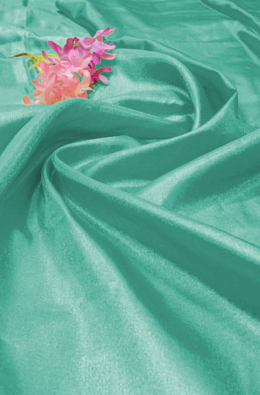 Blue Plain Soft Tissue Katan Silk Fabric ( 1 Mtr ) - Luxurion World