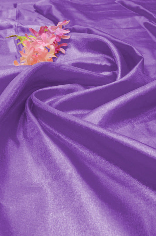 Purple Plain Soft Tissue Katan Silk Fabric ( 1 Mtr ) - Luxurion World