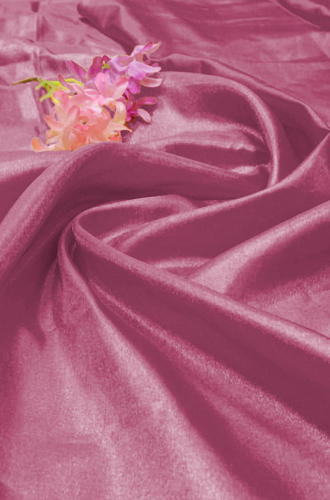 Pink Plain Soft Tissue Katan Silk Fabric ( 1 Mtr )