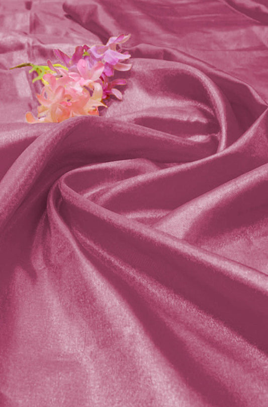 Pink Plain Soft Tissue Katan Silk Fabric ( 1 Mtr ) - Luxurion World