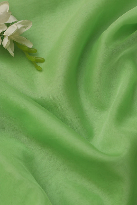Green Plain Organza Silk Fabric - Luxurious and Elegant ( 1 Mtr ) - Luxurion World
