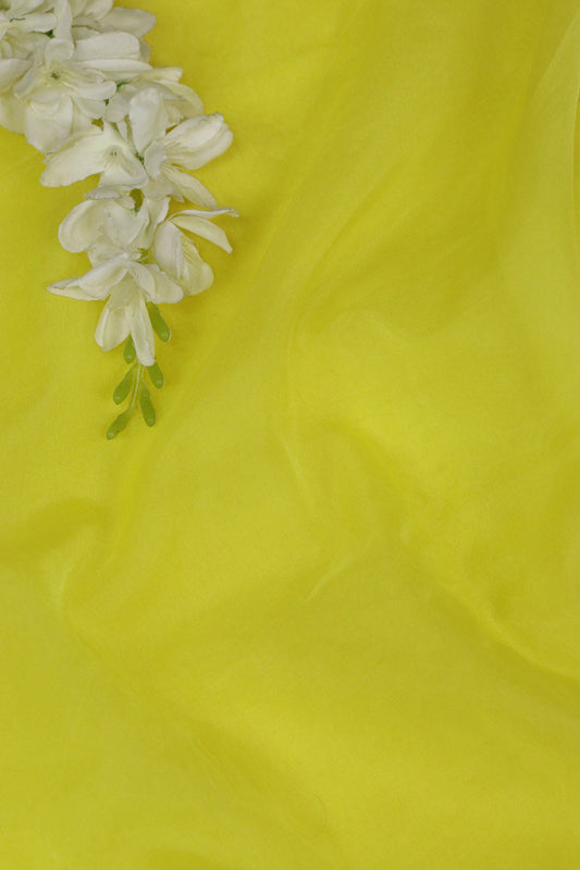 Sunshine Yellow Organza Silk Fabric - Plain Design  ( 1 Mtr )