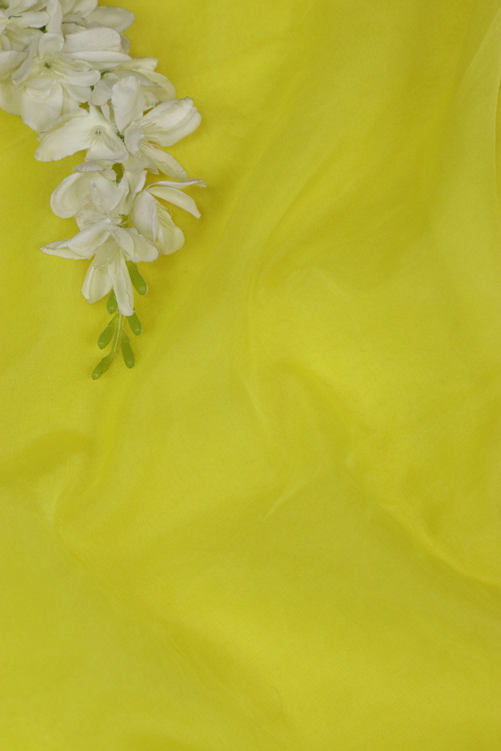 Sunshine Yellow Organza Silk Fabric - Plain Design  ( 1 Mtr ) - Luxurion World