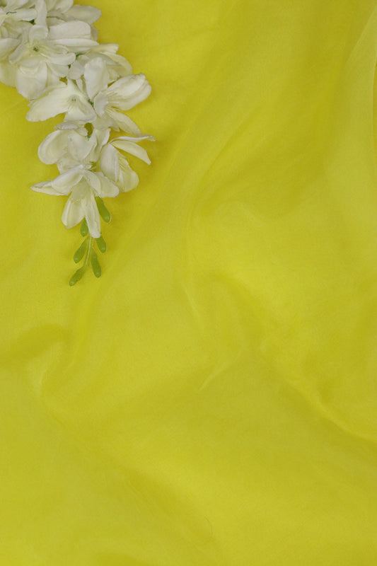 Sunshine Yellow Organza Silk Fabric - Plain Design  ( 1 Mtr ) - Luxurion World