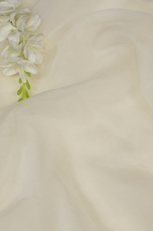 White Organza Silk Fabric for Elegant Designs  ( 1 Mtr )