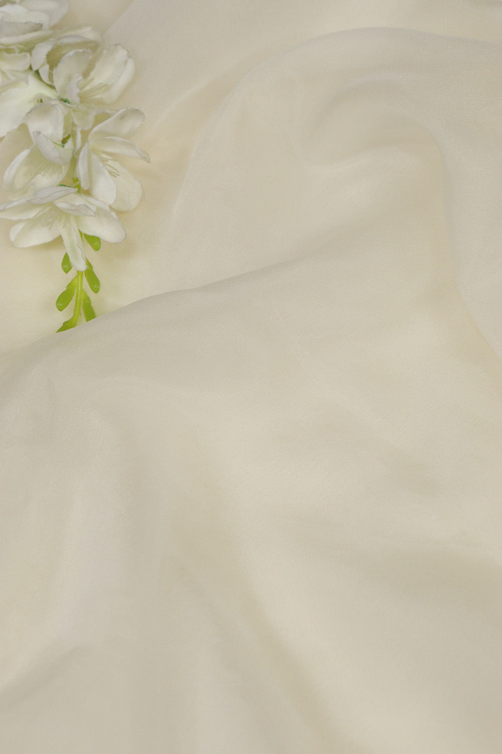 White Organza Silk Fabric for Elegant Designs  ( 1 Mtr ) - Luxurion World