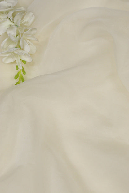 White Organza Silk Fabric for Elegant Designs  ( 1 Mtr ) - Luxurion World