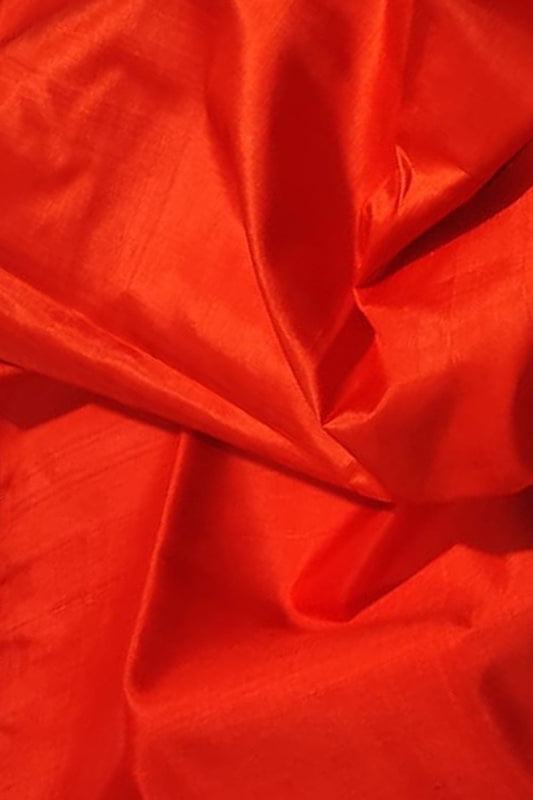 Orange Plain Pure Silk Fabric - Luxurion World