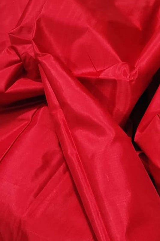 Red Plain Pure Silk Fabric - Luxurion World
