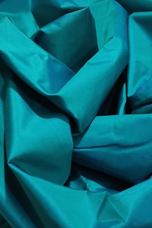 Blue Plain Pure Silk Fabric - Luxurion World
