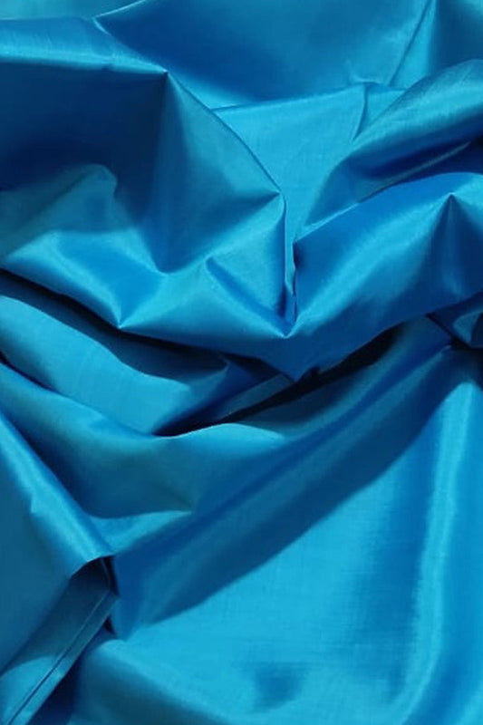 Blue Plain Pure Silk Fabric - Luxurion World