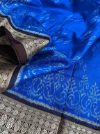 Blue Sambalpuri Ikat Handloom Pure Silk Fabric ( 1 Mtr ) - Luxurion World