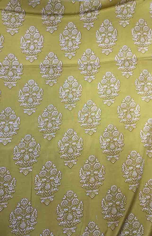 Yellow Trendy Digital Printed Mulmul Silk Fabric ( 1 Mtr )