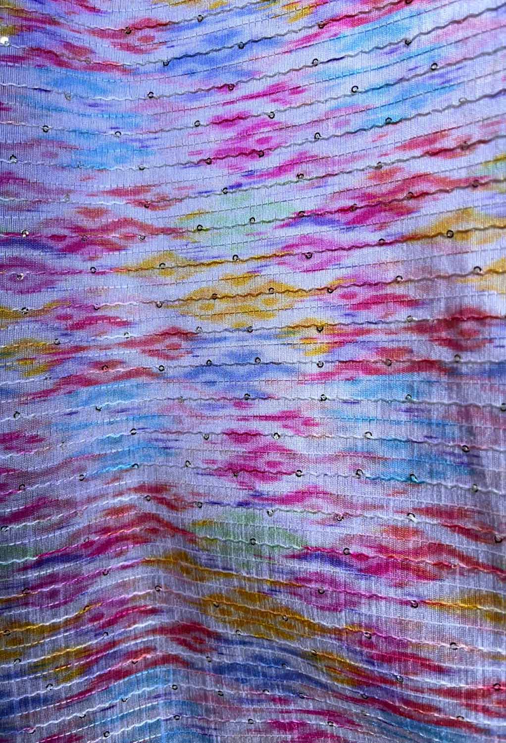 Multicolor Trendy Digital Printed Dupion Silk Fabric ( 1 Mtr )