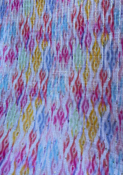 Multicolor Trendy Digital Printed Dupion Silk Fabric ( 1 Mtr ) - Luxurion World