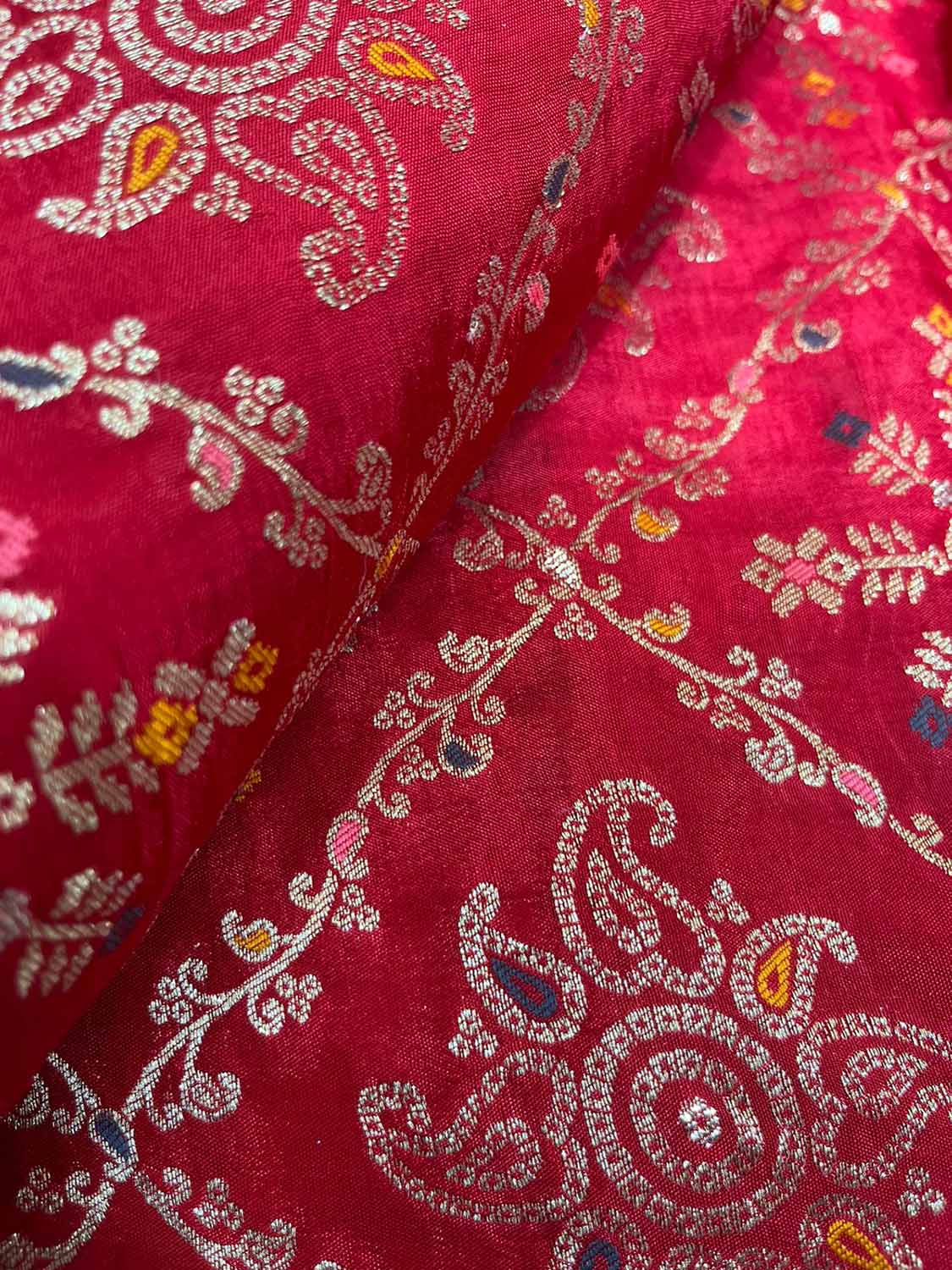 Red Trendy Dola Silk Fabric ( 1 Mtr )
