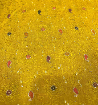 Yellow Trendy Dola Silk Fabric ( 1 Mtr )