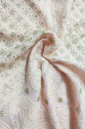 Pink Embroidered Trendy Georgette Sequins Work Fabric ( 1 Mtr ) - Luxurion World