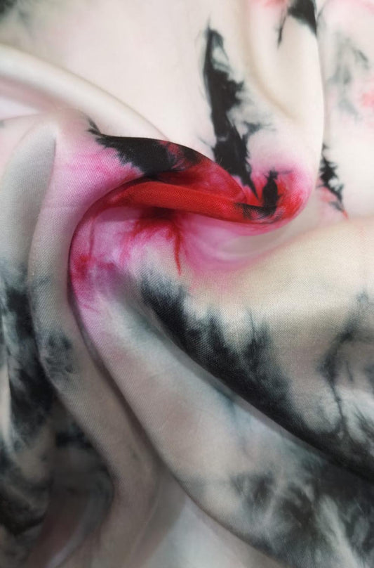Multicolor Tie And Dye Trendy Modal Satin Silk Fabric ( 1 Mtr ) - Luxurion World
