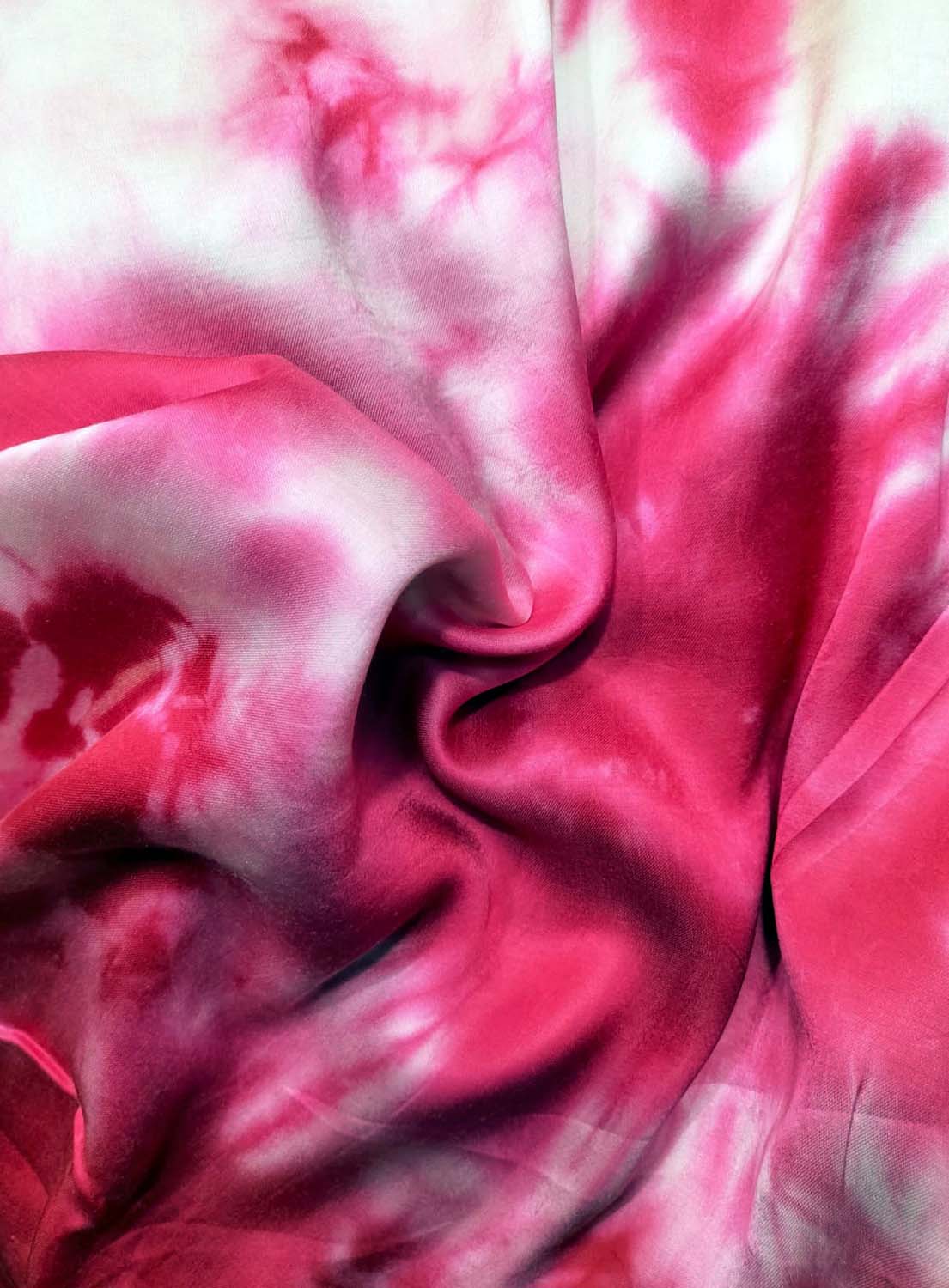 Pink Tie And Dye Trendy Modal Satin Silk Fabric ( 1 Mtr ) - Luxurion World