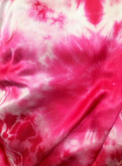 Pink Tie And Dye Trendy Modal Satin Silk Fabric ( 1 Mtr ) - Luxurion World