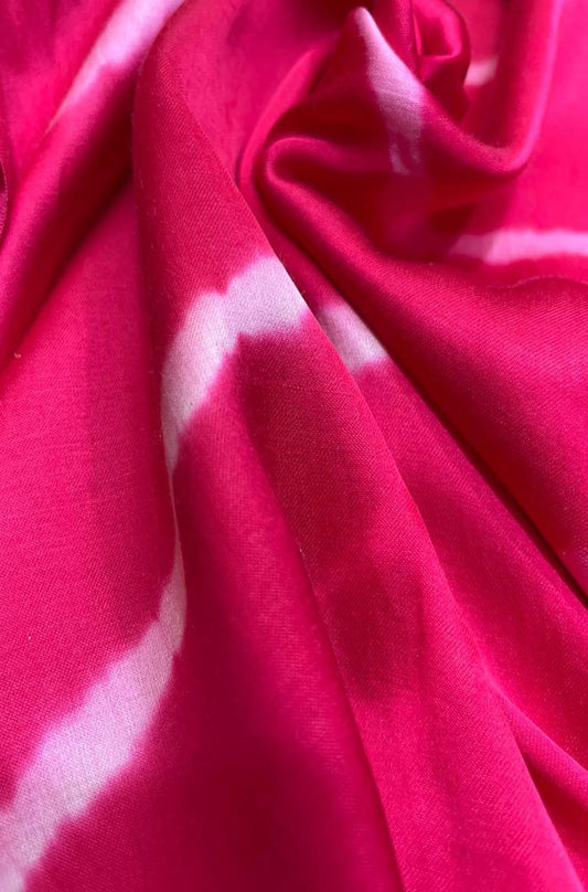 Pink Tie And Dye Trendy Modal Satin Silk Fabric ( 1 Mtr ) - Luxurion World