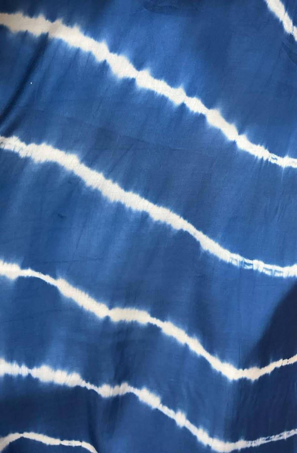 Blue Tie And Dye Trendy Modal Satin Silk Fabric ( 1 Mtr ) - Luxurion World