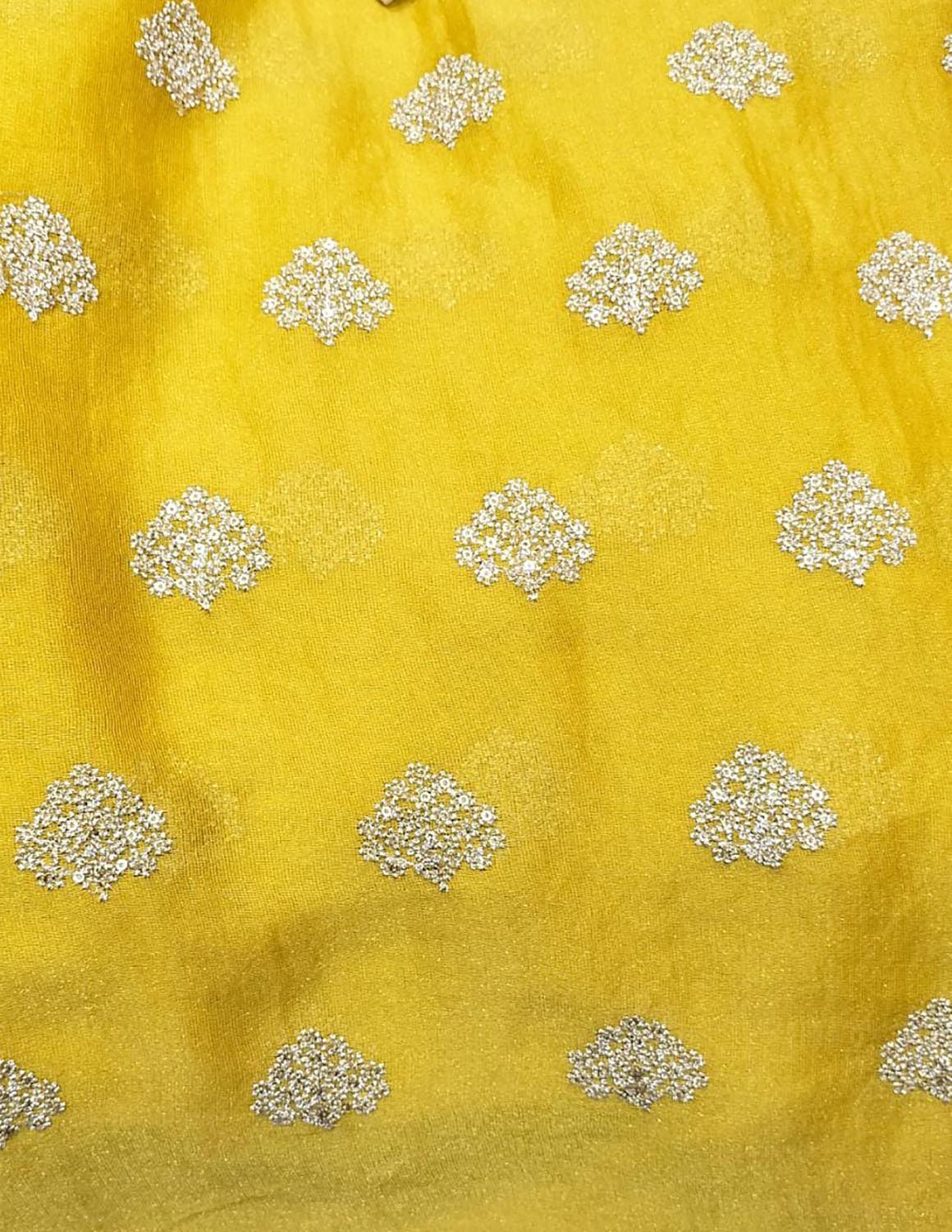 Sparkling Yellow Georgette Fabric with Sequins - 1 Mtr