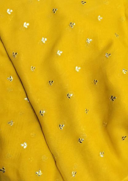 Yellow Georgette Embroidered Fabric: Trendy 1 Mtr Length - Luxurion World