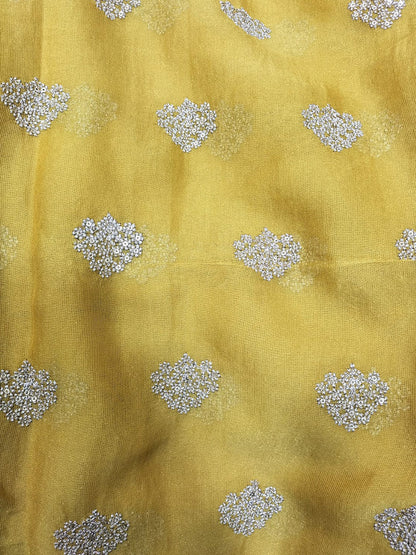 Yellow Embroidered Trendy Georgette Sequins Work Fabric ( 1 Mtr )