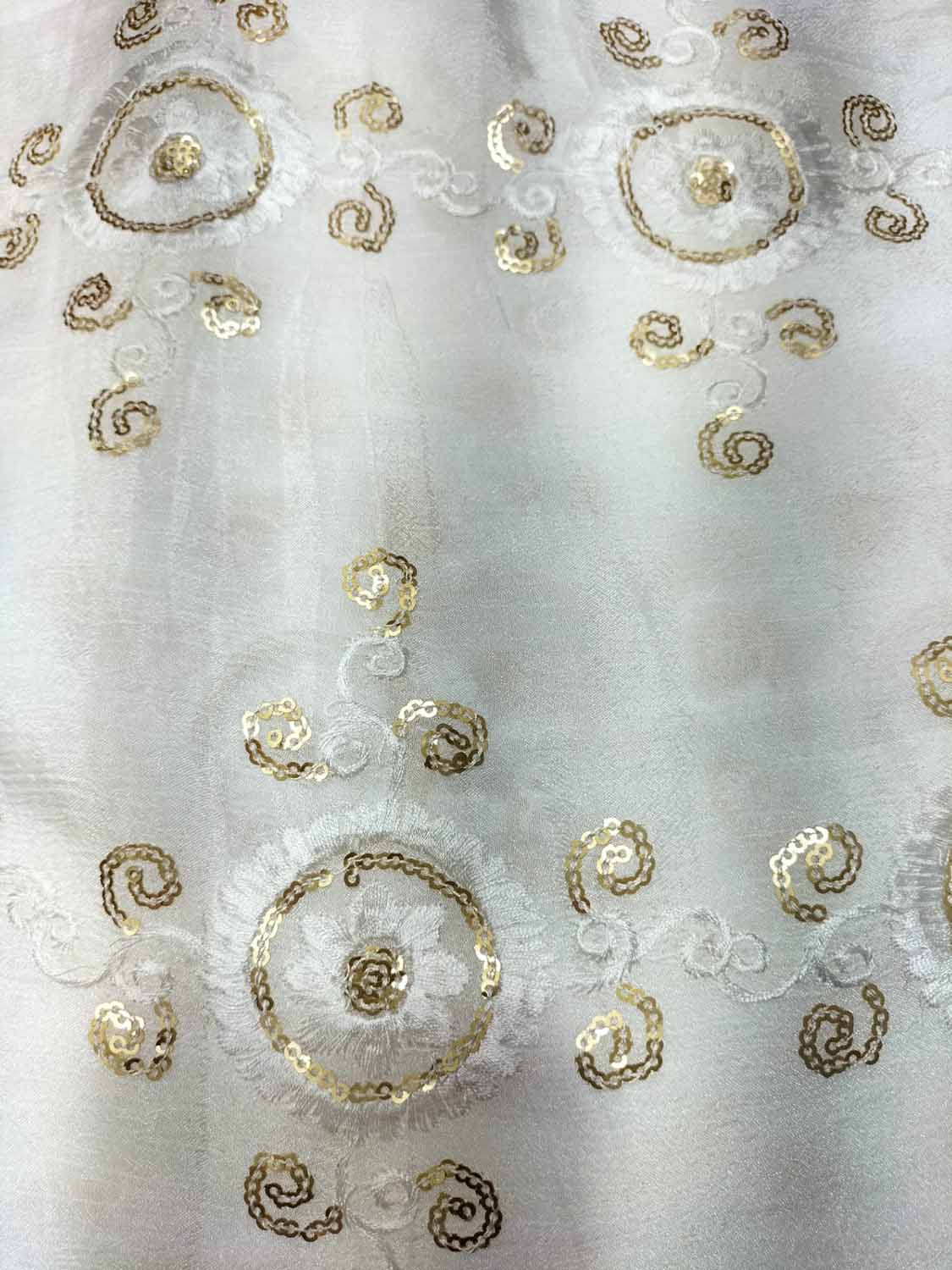Dyeable Trendy Embroidered Chinon Sequins Work Fabric - Luxurion World