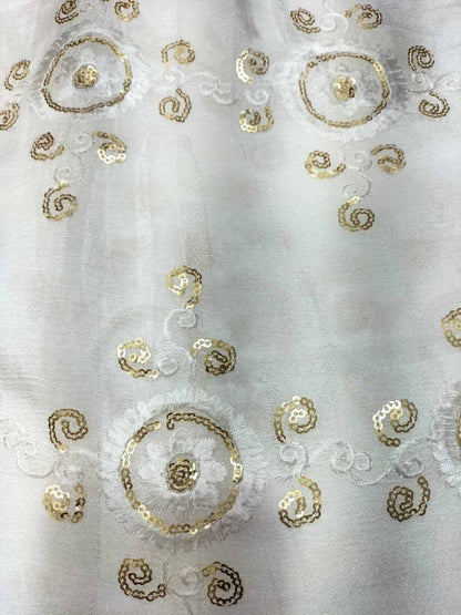 Dyeable Trendy Embroidered Chinon Sequins Work Fabric - Luxurion World