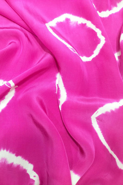 Pink Trendy Crepe Tie And Dye Design Fabric