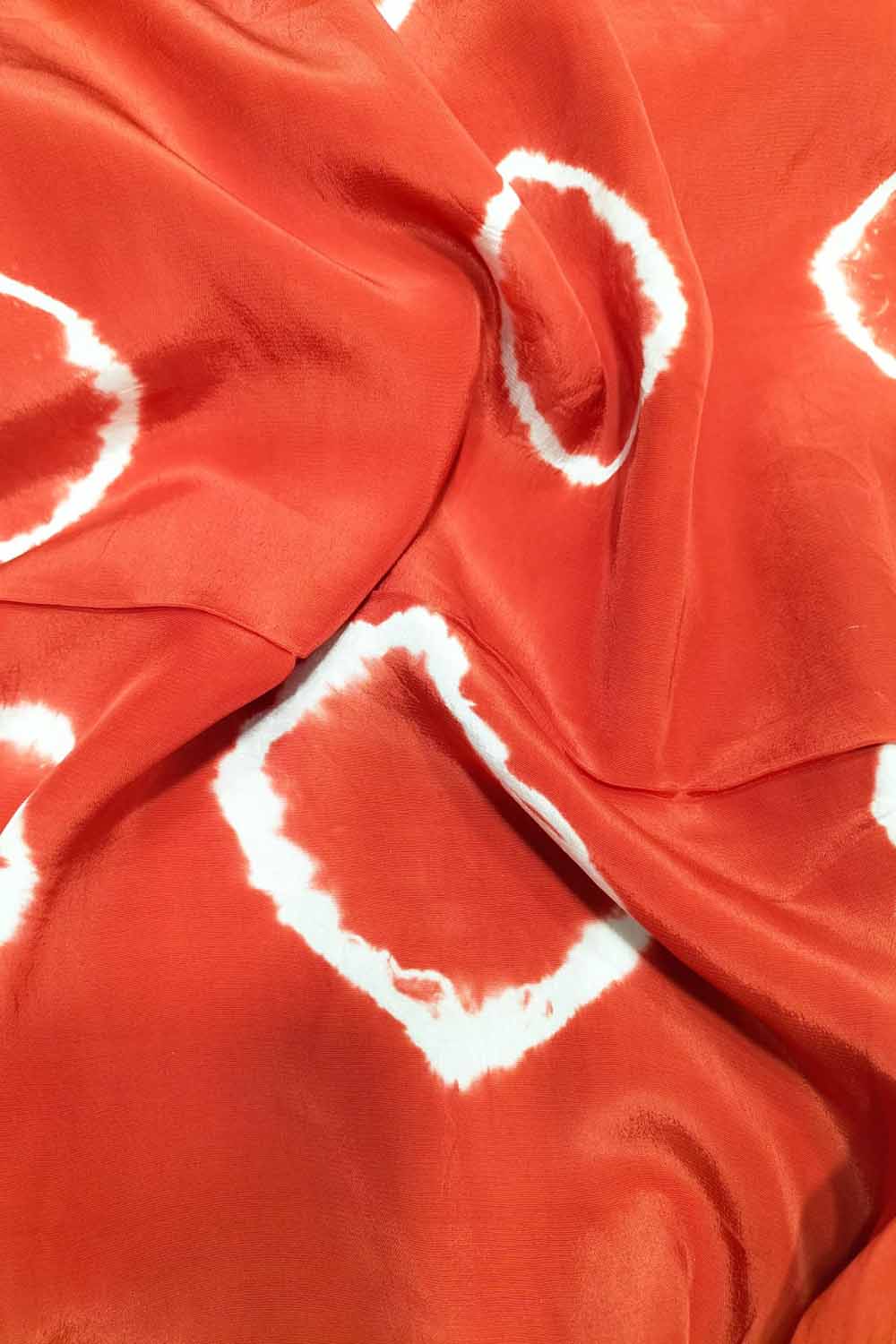 Orange Trendy Crepe Tie And Dye Design Fabric