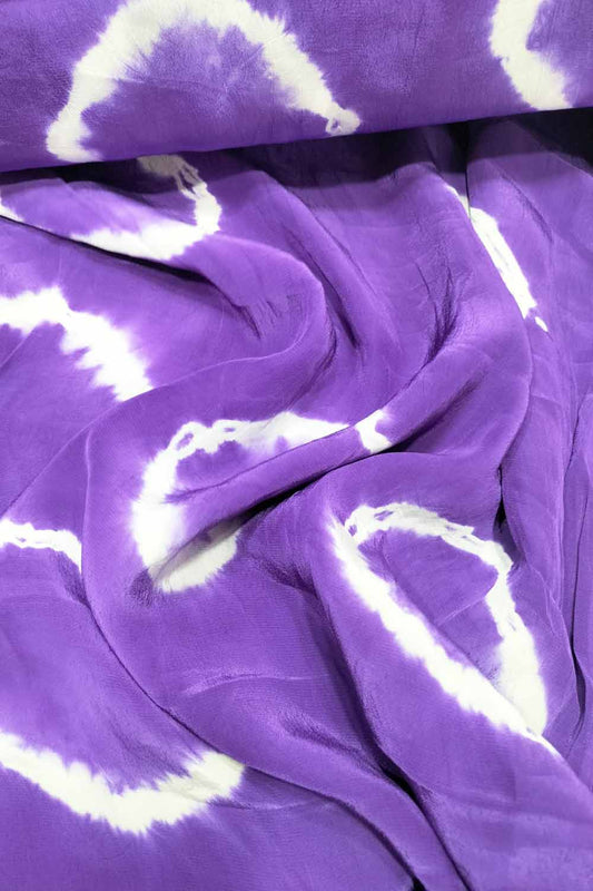 Purple Trendy Crepe Tie And Dye Design Fabric - Luxurion World