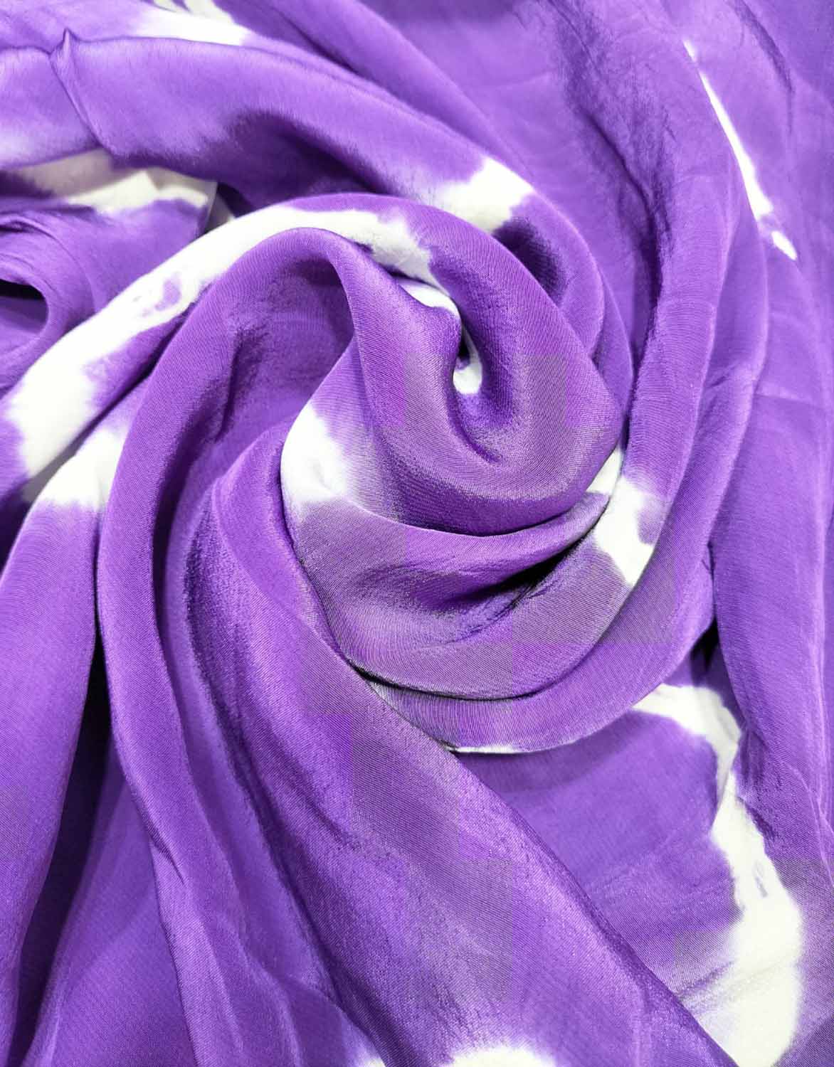 Purple Trendy Crepe Tie And Dye Design Fabric