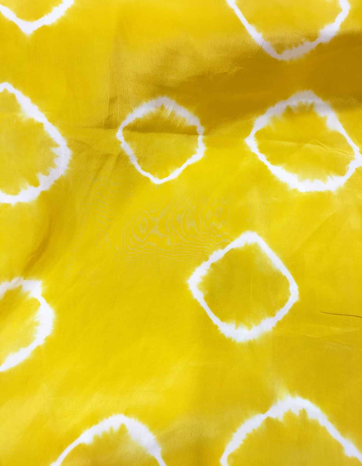 Yellow Trendy Crepe Tie And Dye Design Fabric - Luxurion World