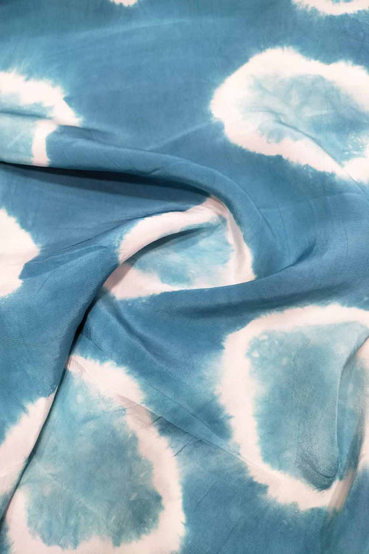 Blue Trendy Crepe Tie And Dye Design Fabric - Luxurion World