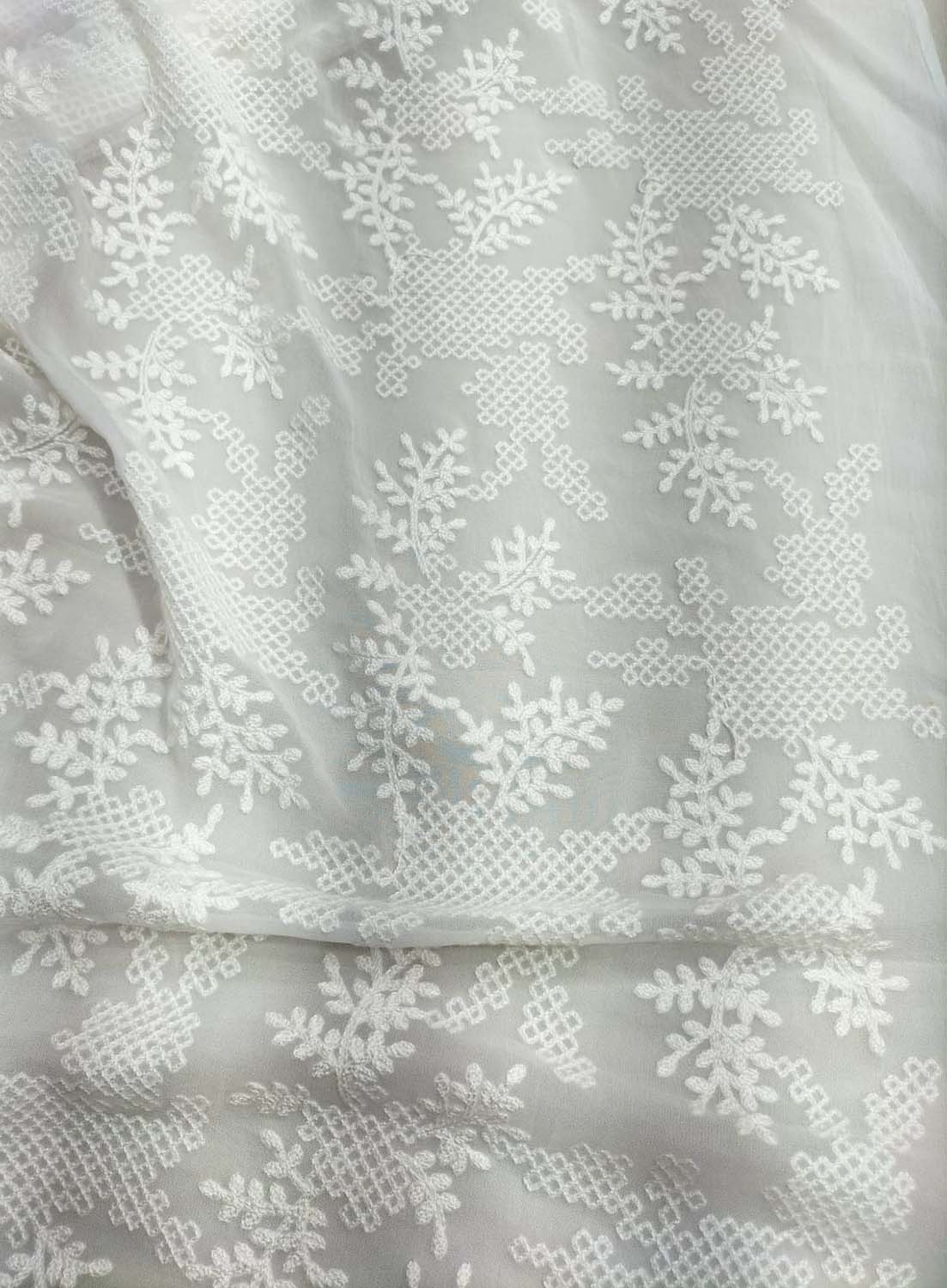 Dyeable Embroidered Trendy Georgette Fabric