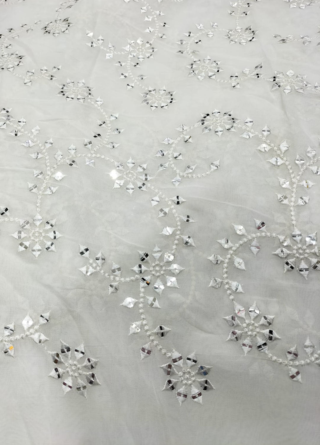 Dazzling Georgette Fabric with Sequins Embroidery - 1 Mtr
