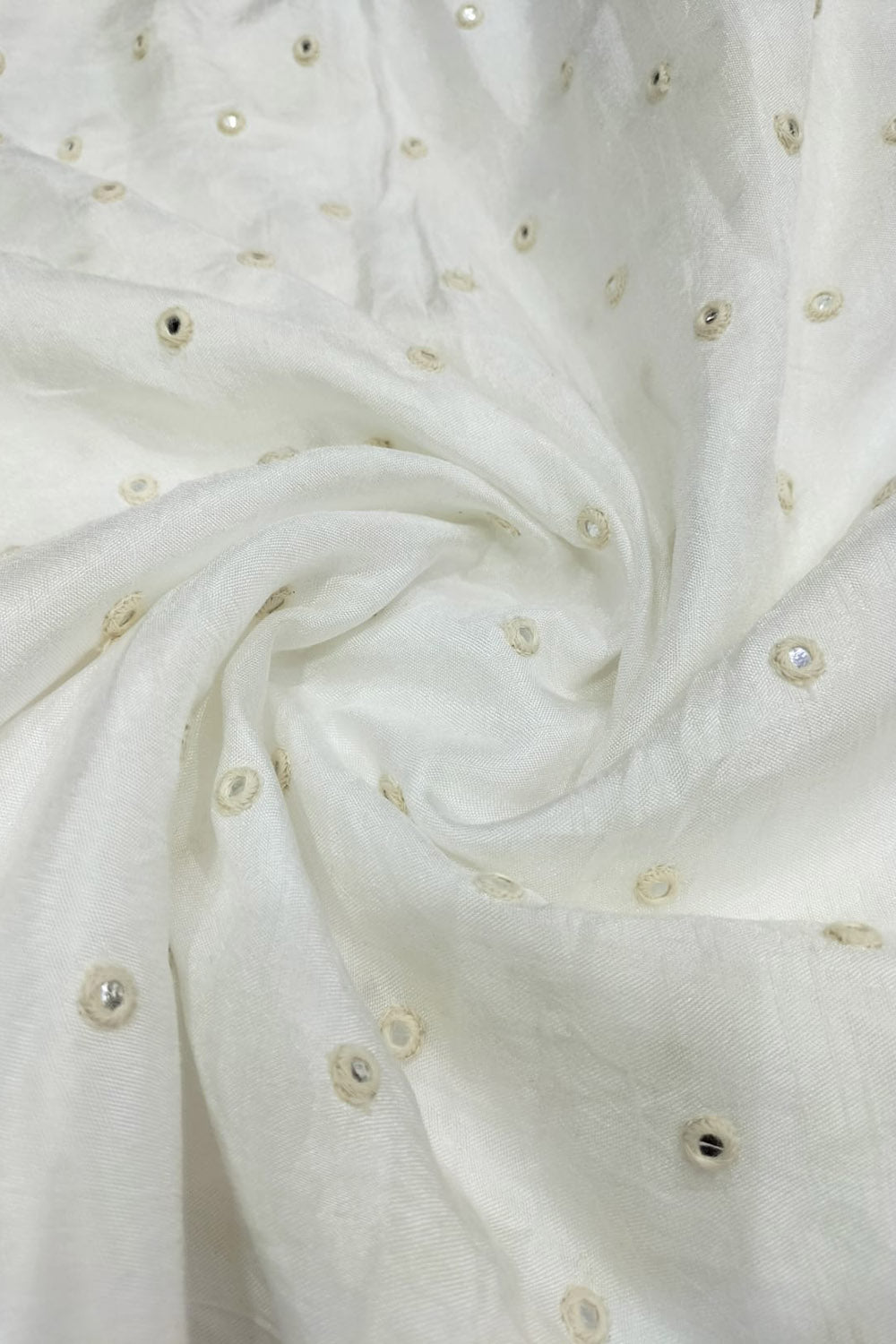 Dyeable Dola Silk Fabric with Trendy Mirror Work - 1 Mtr