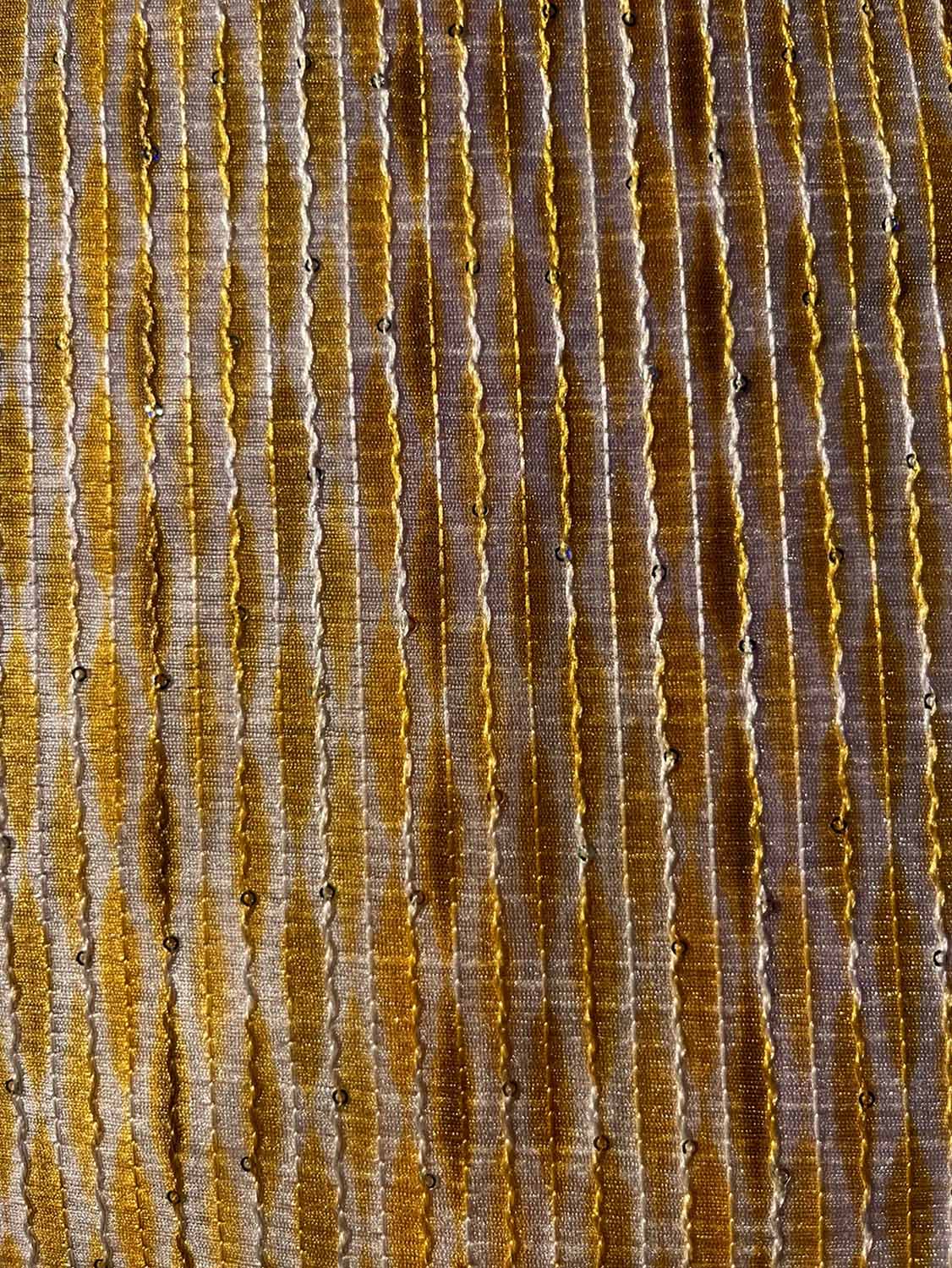 Yellow Trendy Dupion Silk Sequins Work Fabric ( 1 Mtr ) - Luxurion World