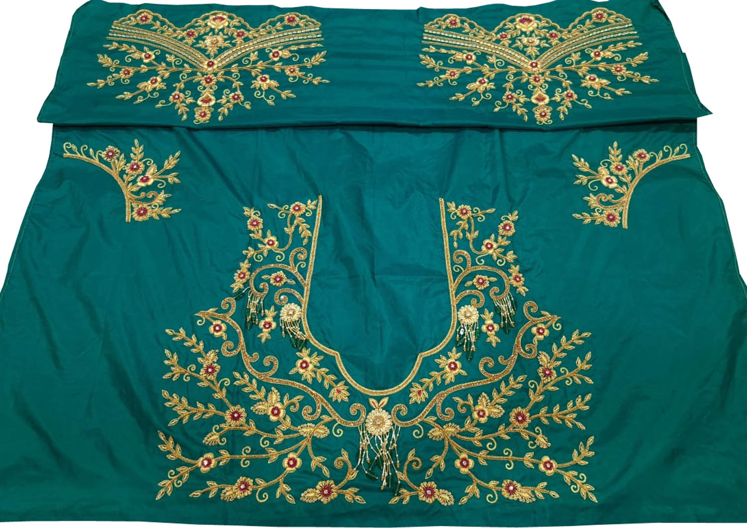 Blue Hand Zardozi Work Pure Bangalore Silk Blouse Fabric - Luxurion World