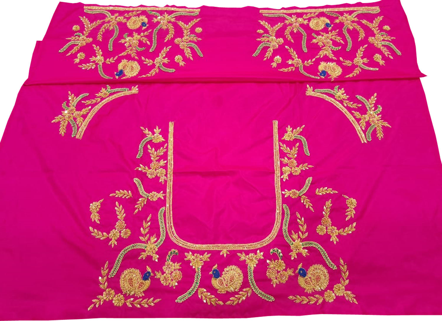 Pink Hand Zardozi Work Pure Bangalore Silk Blouse Fabric - Luxurion World