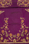Purple Hand Zardozi Work Pure Bangalore Silk Blouse Fabric - Luxurion World