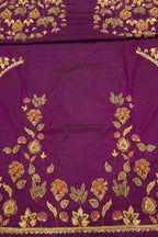 Purple Hand Zardozi Work Pure Bangalore Silk Blouse Fabric - Luxurion World