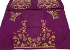 Purple Hand Zardozi Work Pure Bangalore Silk Blouse Fabric - Luxurion World